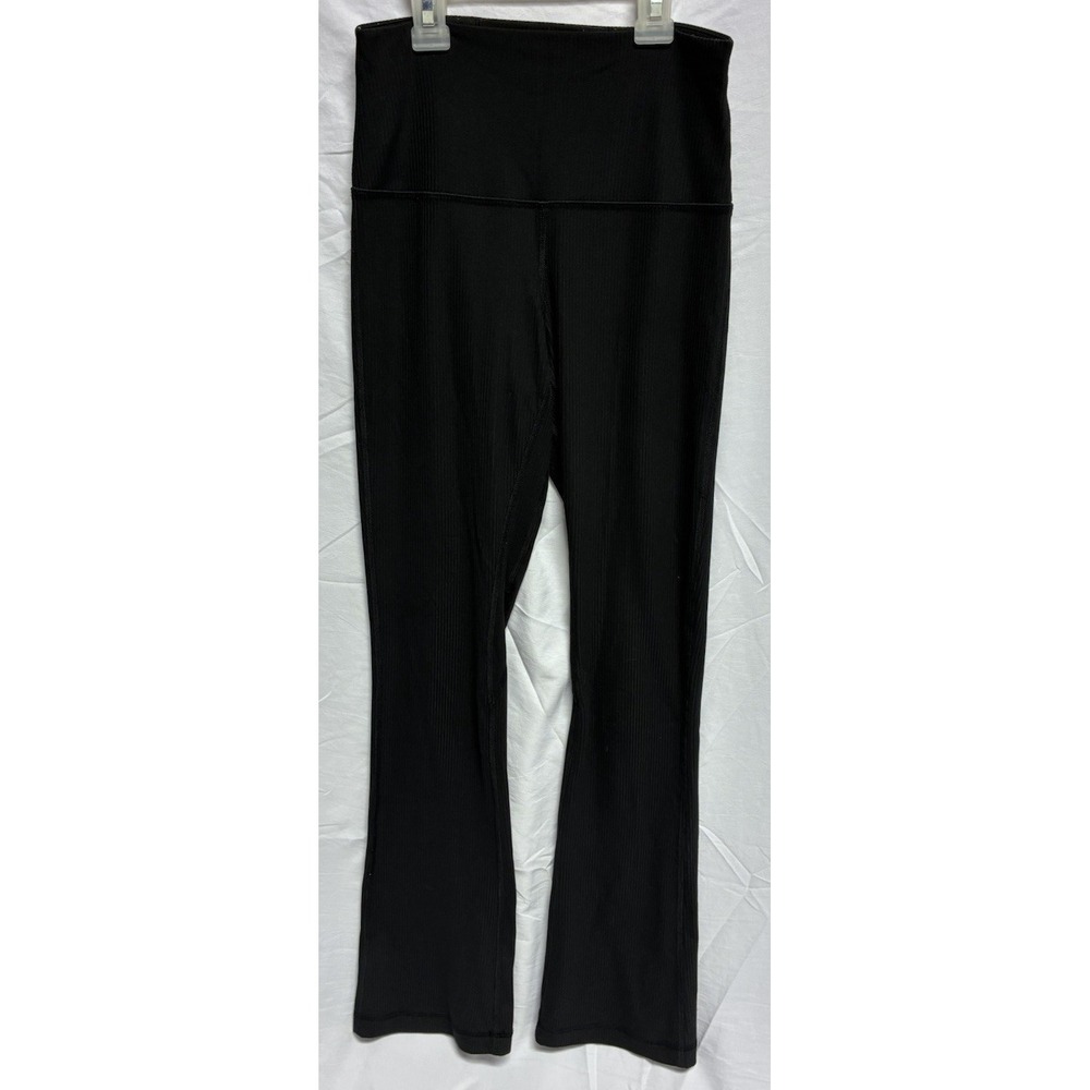 Lululemon Ribbed Flare Leg Pants Size 4 Black Activewear Athleisure Casual Used